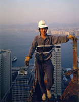High Steel Worker on 34th Floor, Bank of China Building, 8x10 for Fortune Magazine