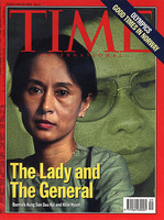 Aung San Suu Kyi while under house arrest in Rangoon